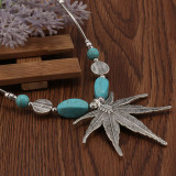 Turquoise Vintage Maple Leaf Statement Ladies Necklace