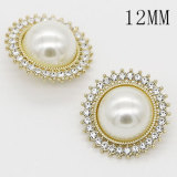 12MM Pearl flower enamel rhinestones  metal  snap buttons