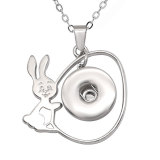 happy easter rabbit 60CM chain silver fit 20MM chunks snaps jewelry necklace for women