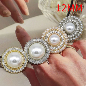 12MM Pearl flower enamel rhinestones  metal  snap buttons