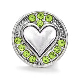 20MM love metal silver plated snap with rhinestone  charms snaps jewelry