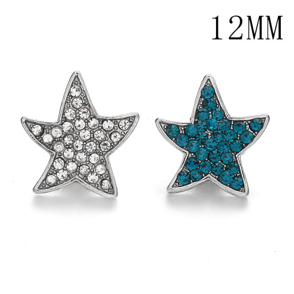 12MM Pentagram Design Metal Silver Plated Snap Jewelry