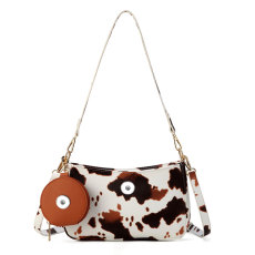 Soft Leather Giraffe Cow Print One Shoulder Span Large Capacity Shoulder Bag 18mm Snap Jewelry