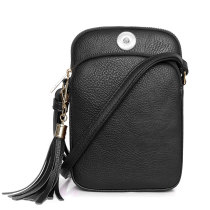 Soft leather phone case can be worn across the shoulder Large capacity 18mm snap jewelry