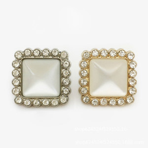 20MM Square Diamond High-end Metal Button Jewelry Snap