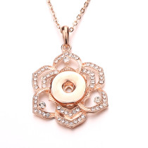 Metal Flower Pendant 60CM Necklace for 20mm Thick Snap Jewelry