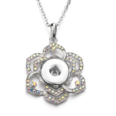 Metal Flower Pendant 60CM Necklace for 20mm Thick Snap Jewelry