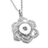 Metal Flower Pendant 60CM Necklace for 20mm Thick Snap Jewelry