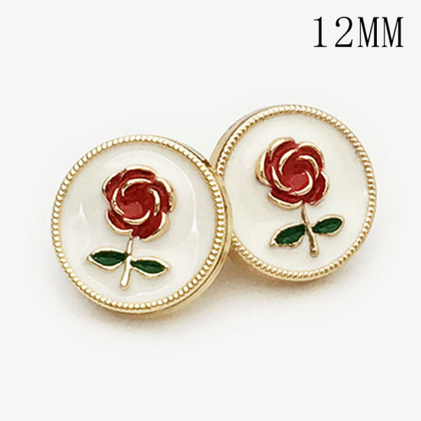 12MM Red Rose Round Button Jewelry Snap