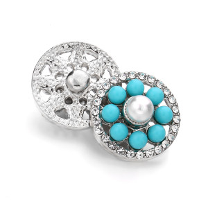 20MM colored pearls design Rhinestone  Metal snap buttons