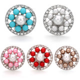 20MM colored pearls design Rhinestone  Metal snap buttons