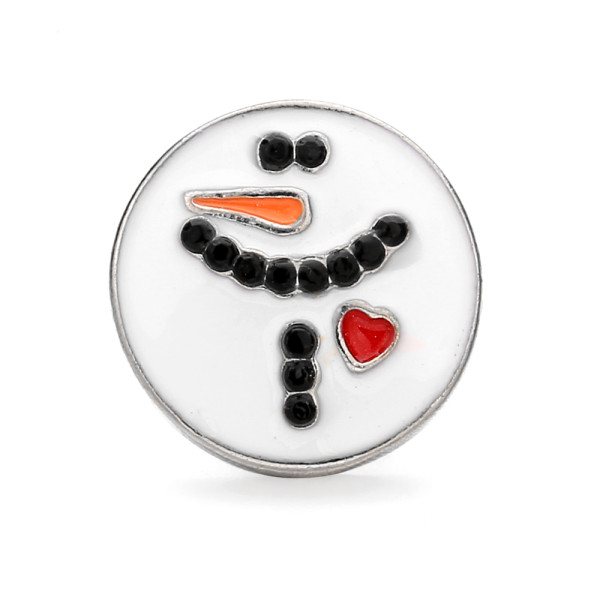 20MM Christmas Snowman Drip Oil Round Interchangeable Snap Jewelry