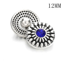 Flowers 12MM Rhinestone snap silver plated  interchangable snaps jewelry