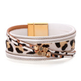 Personality niche leopard print bracelet creative line square bead women's leather bracelet