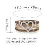 Openwork Heart Accessories Sweet Leather Bracelet Diamond Magnetic Buckle Vintage Bracelet