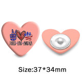 Golden Line Colorful Stone Texture Heart Photo Resin snap button  fit 18mm snap jewelry