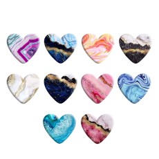 Golden Line Colorful Stone Texture Heart Photo Resin snap button  fit 18mm snap jewelry