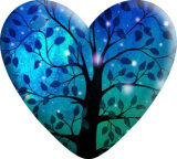 Tree of life Heart Photo Resin snap button  fit 18mm snap jewelry