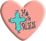 He is risen cross Heart Photo Resin snap button  fit 18mm snap jewelry
