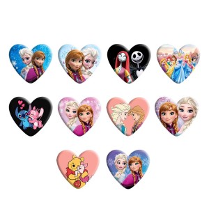 Disney Princess Heart Photo Resin snap button  fit 18mm snap jewelry