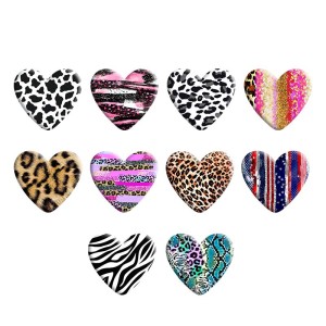 Animal leopard  Heart Photo Resin snap button  fit 18mm snap jewelry