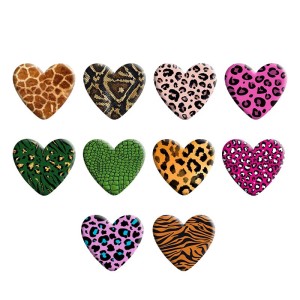 Animal Leopard Heart Photo Resin snap button  fit 18mm snap jewelry