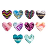 Golden Line Colorful Stone Texture Patterns Heart Photo Resin snap button  fit 18mm snap jewelry