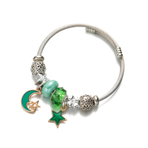 Pandora stainless steel bracelet men and women moon pentagram alloy pendant pendant bracelet crystal bracelet