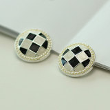 20MM Checkerboard Black and White Check Pearl Metal Button Sweater Jacket Suit Button
