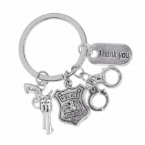 handcuffs police pistol stainless steel thank you keychain