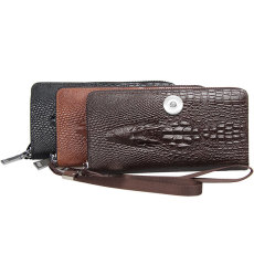 Men's and Women's Long Wallet Crocodile Pattern Multi-card Zipper Clutch Suitable for 18/20MM Jewelry Snap