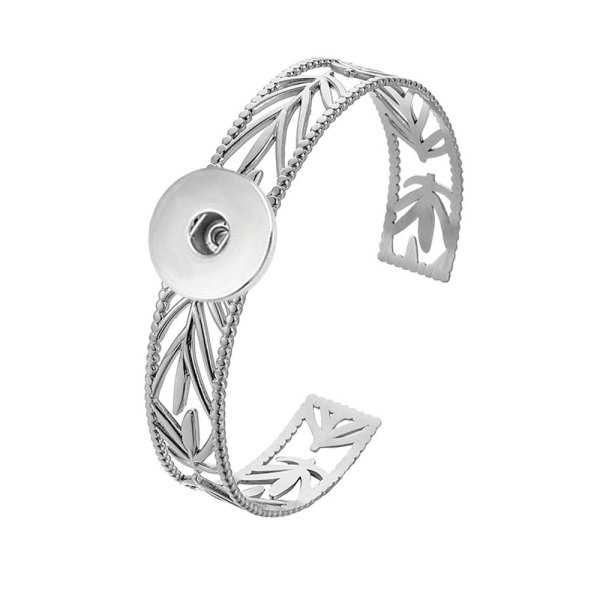 Stainless Steel Wide Edge Embossed Flower Adjustable Bracelet Titanium Hand Jewelry