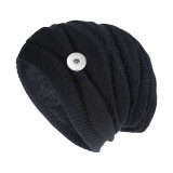 Woolen knitted hats for men and women warm plush outdoor leisure hats diamond winter hats 18mm snap button jewelry