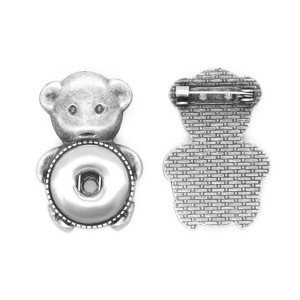 love   bear  20mm snaps button brooch plating Antique sliver snaps jewelry