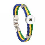 Flag PU leather snap button bracelet woven national  DIY jewelry