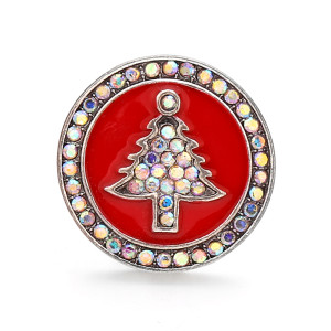 20MM Christmas snap sliver Plated with  rhinestone and  enamel KC7650 red