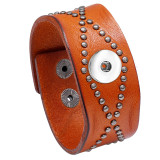 Vintage punk genuine leather 18mm snap button bracelet  DIY jewelry