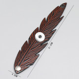 Vintage feather genuine leather 18mm snap button bracelet  DIY jewelry