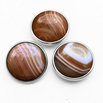 Stripe  Agate snap buttons Natural stone  fit 18mm snap jewelry  DIY