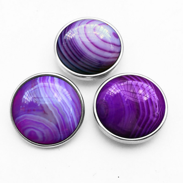 Stripe  Agate snap buttons Natural stone  fit 18mm snap jewelry  DIY