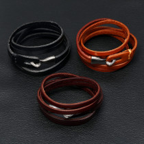Vintage Genuine Leather Bracelet  Wholesale multi-layer fashion cowhide bracelet