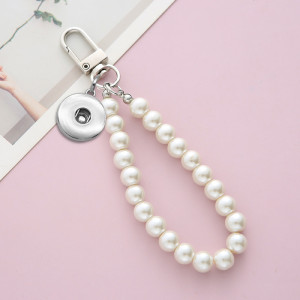 fashion  Imitation pearl key chain  bag  phone pendant 20MM snap button jewelry