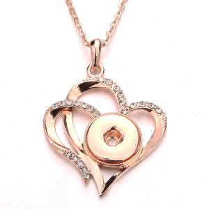 LOVE Rose gold snap button Necklace 60CM chain  metal  fit 20MM chunks DIY jewelry