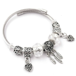 Love Beaded Angel Wings Dream Catcher Tassel Crystal Beaded Steel Wire Bracelet Bracelet