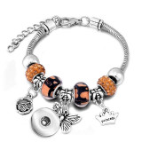 Diy tree of life glass bead bracelet crystal diamond beaded bracelet ladies snake chain bracelet fit snaps jewelry