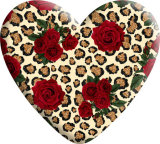 Leopard love Cow pattern Heart Photo Resin snap button  fit 18mm snap jewelry