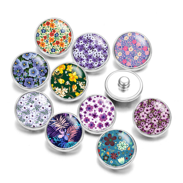 20MM Flower Print glass snaps buttons  DIY jewelry