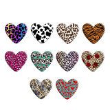 Leopard love Cow pattern Heart Photo Resin snap button  fit 18mm snap jewelry