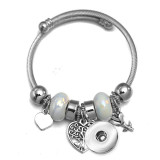 Butterfly Elephant Beaded Stainless Steel Bracelet Tree of Life Pendant Crystal Various Dragonfly Love Metal Bracelet fit snaps jewelry