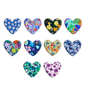 Flower pattern Heart Photo Resin snap button  fit 18mm snap jewelry